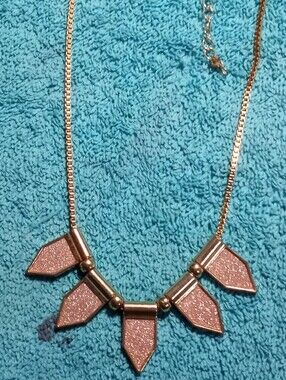 Women's Rose Gold Glitter Pendant Statement Necklace